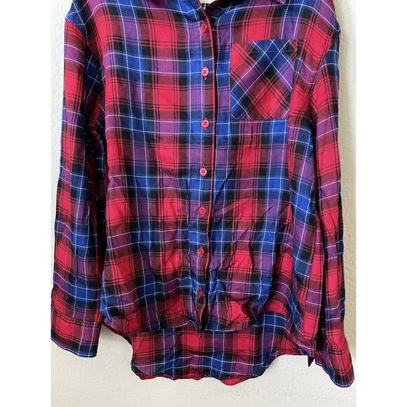 Justice Ladybug Red Perfect Plaid Button Up Collared Long Sleeve Shirt Size 8 - Picture 7 of 11